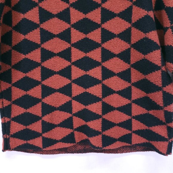 Belle by belldini Orange n Black Diamond Pattern Goth Punk Knit Sweater Size XL - Picture 15 of 16